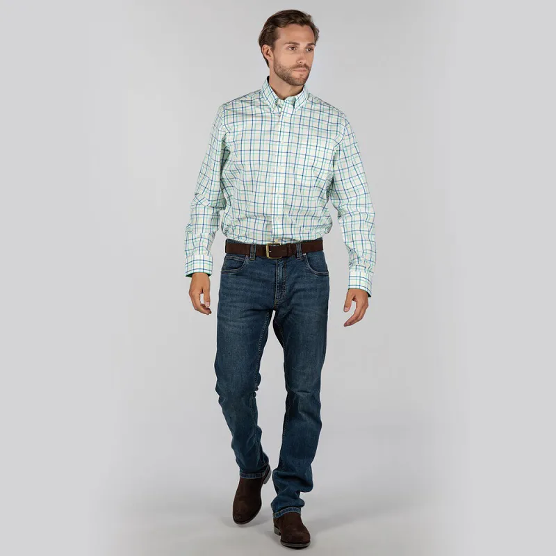 Schoffel Mens Holkham Classic Shirt Mint/Yellow/Mykonos